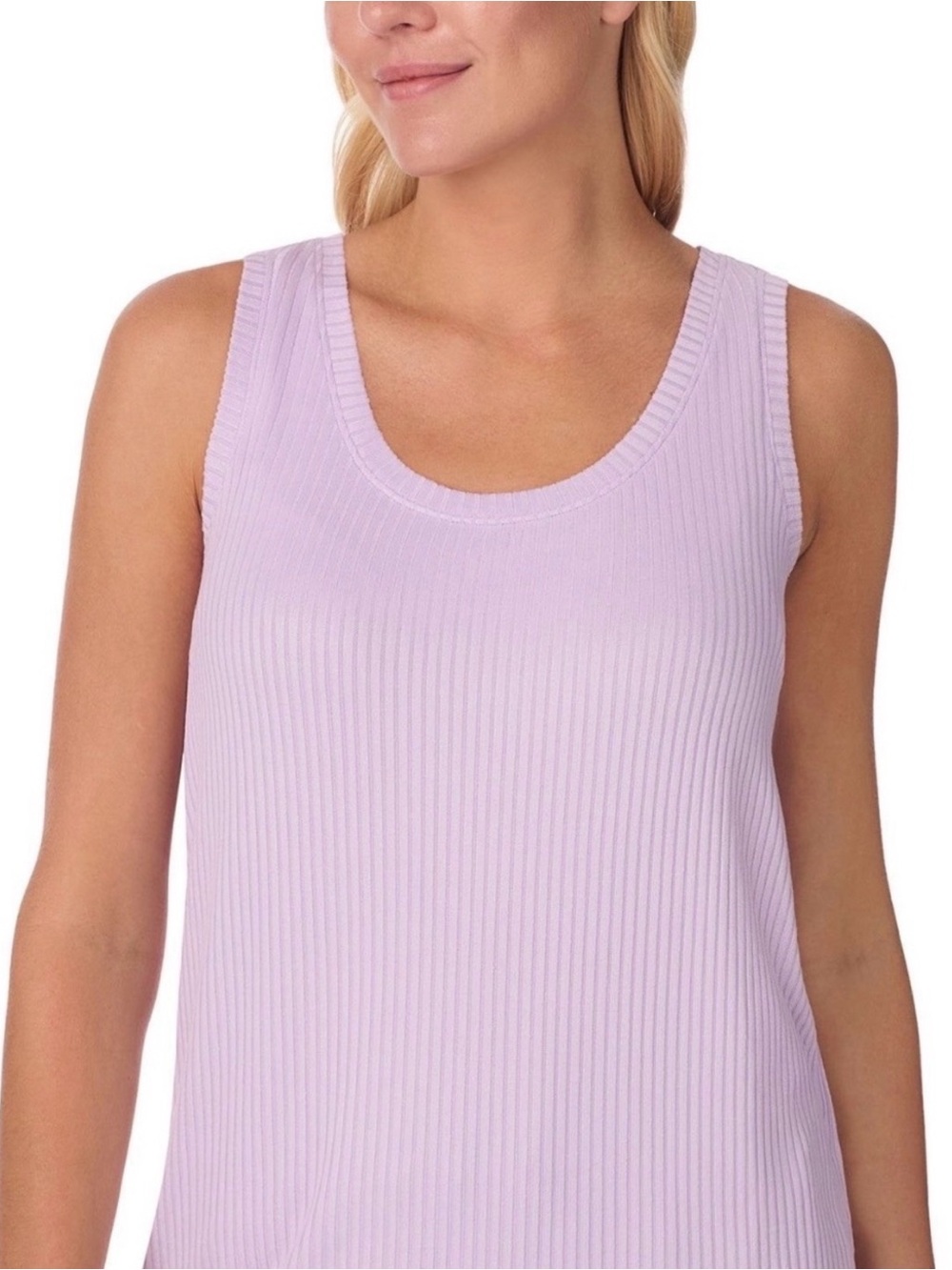 Cuddl Duds Ribbed Button-Front Pajama Set in Lilac - Picture 6 of 11